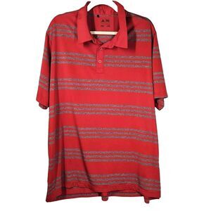 Adidas Golf Short Sleeve Collar Polo Shirt Quick Dry Athletic‎ Striped Red 2XL